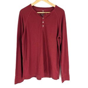 Mack Weldon Henley Shirt Size Medium Men Red Thermal Waffle Knit Pullover Raglan